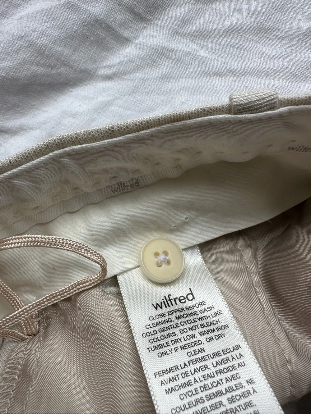Wilfred Beige Linen-Blend Effortless Wide Leg Trousers